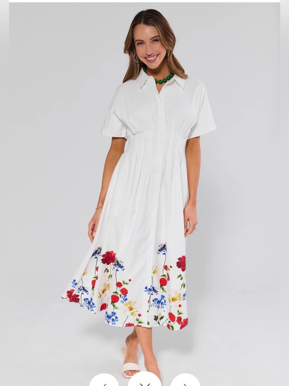 Avara Exclusive Women's White Floral Poppy Hem Shirt Dress NWT XS